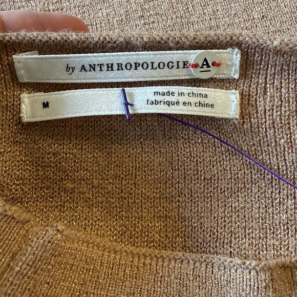 Anthropologie Claudette Ruffled Sleeve Mini
Sweater Dress Camel Brown sz M - Picture 12 of 15